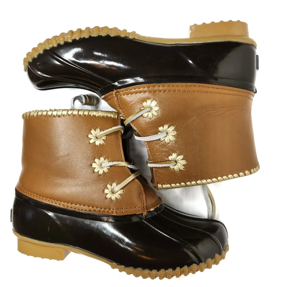 Jack Rogers Chloe Dark Brown and Tan Duck Boots 7